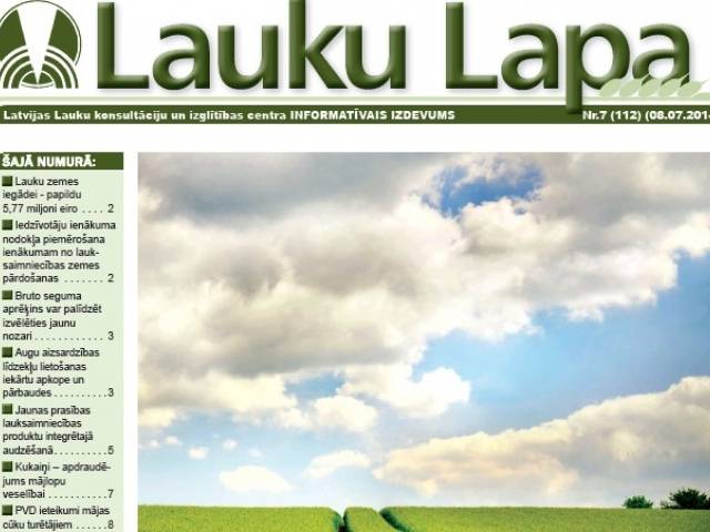 Iznākusi Lauku Lapa Nr. 7 (112)