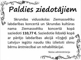 Paldies ziedotājiem!