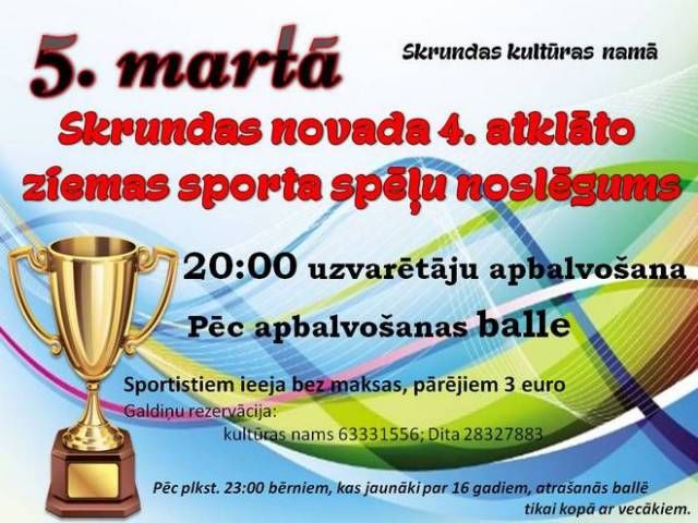 Skrundas novada 4. atklāto ziemas sporta spēļu noslēgums