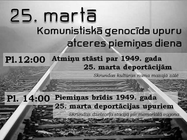 Pieminēsim 1949. gada 25. marta deportācijas upurus