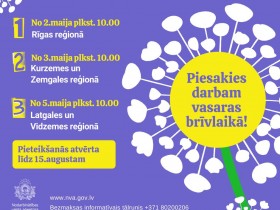 Maijā sākas skolēnu reģistrācija dalībai NVA vasaras nodarbinātības pasākumā