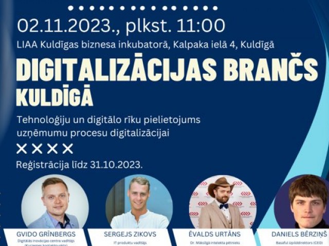 Norisināsies pasākums uzņēmējiem “Digitalizācijas Brančs Kuldīgā”