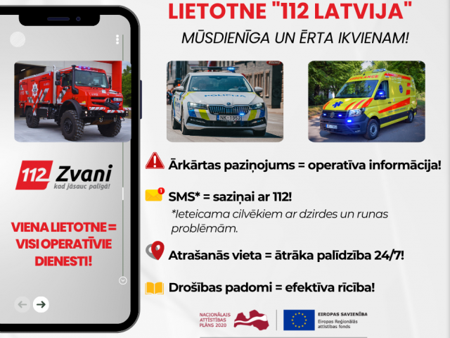 Jauno lietotni “112 Latvija” lejupielādējuši jau 30 tūkstoši Latvijas iedzīvotāju